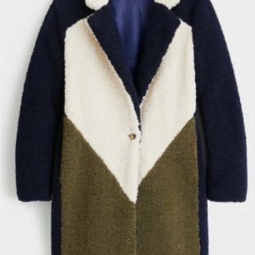 J Crew Sherpa Colorblock Coat